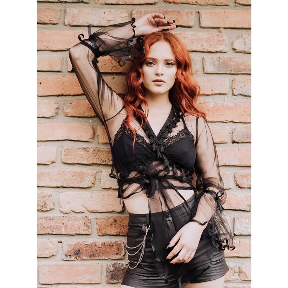 Maison Revolt – Sheer Tulle Wrap-Around Fringe Top (Sample Piece) – Size S - Picture 1 of 11